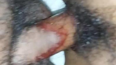 Whore hairy pussy fucked in period